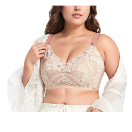 Mama-Bloom Lace Maternity Nursing Bra Pastel Rose