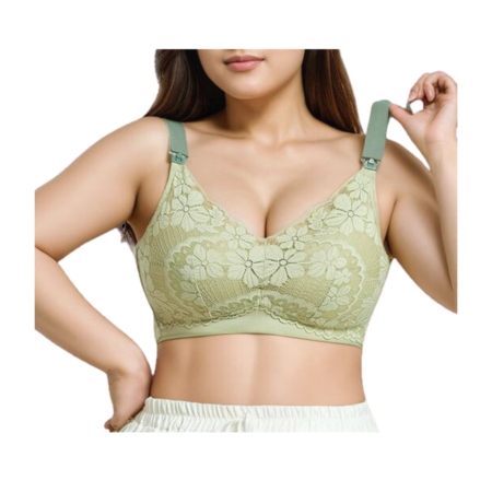 Mama-Bloom Lace Maternity Nursing Bra Pastel Green