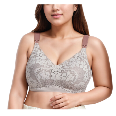Mama-Bloom Lace Maternity Nursing Bra Pastel Lavender